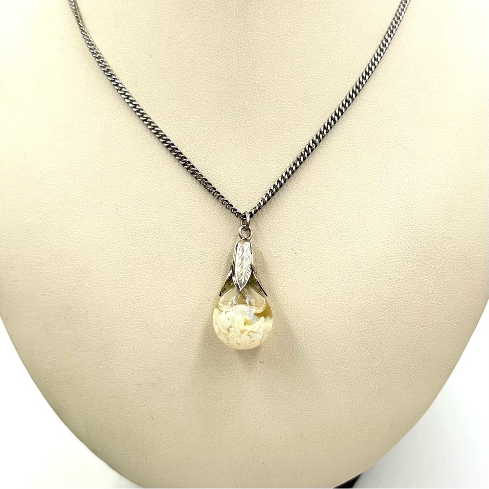 Vintage Sterling Silver Floating Opal Pendant Necklace - Picture 7 of 9